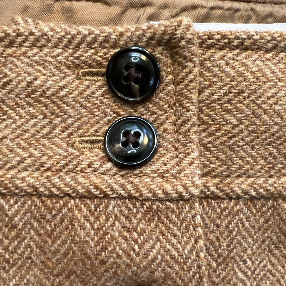 Vintage Talbots 100% Wool A-line Midi Button Front Skirt Brown Herringbone 6 - Picture 4 of 9